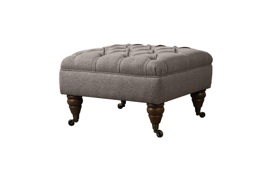 George | Footstool | Heather Herringbone Mole