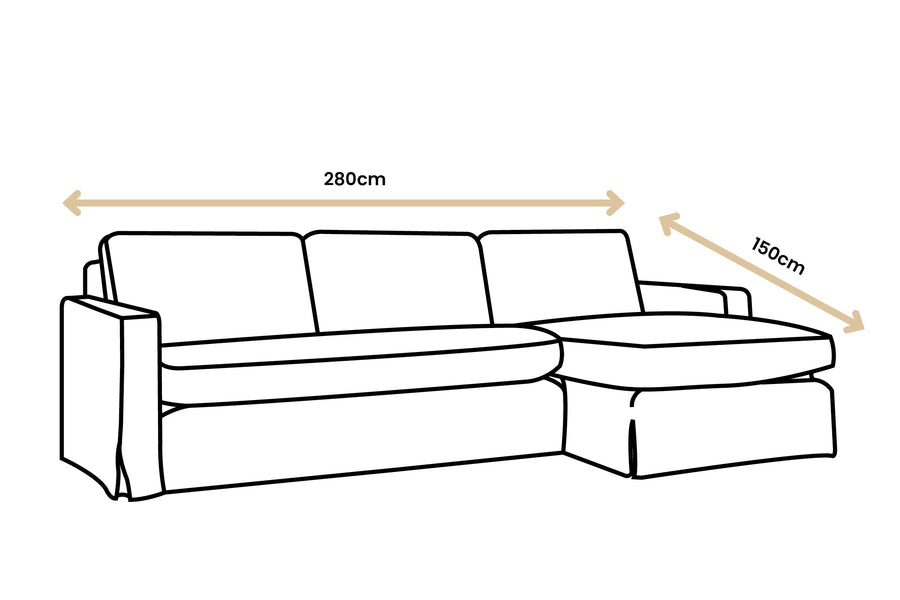 Kate | Chaise Sofa Option 1 | Capri Dark Grey