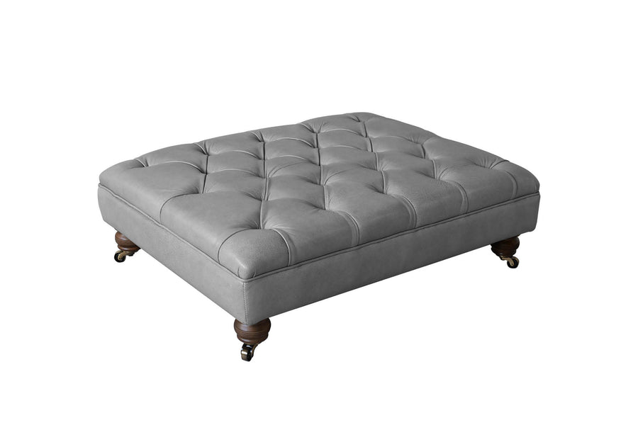 Grand Chesterfield | Large Button Bench Footstool | Milton Fog