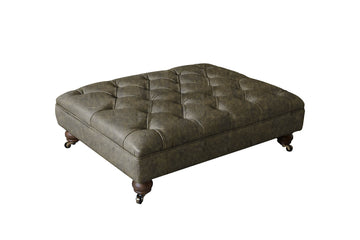 Grand Chesterfield | Large Button Bench Footstool | Vintage Green