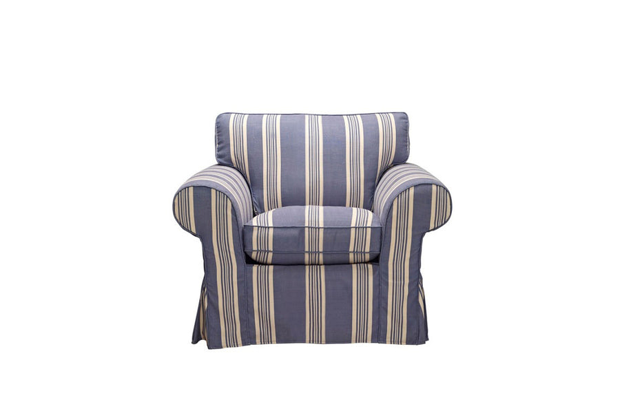 Newport | Armchair Extra Loose Cover | Capri Blue Stripe