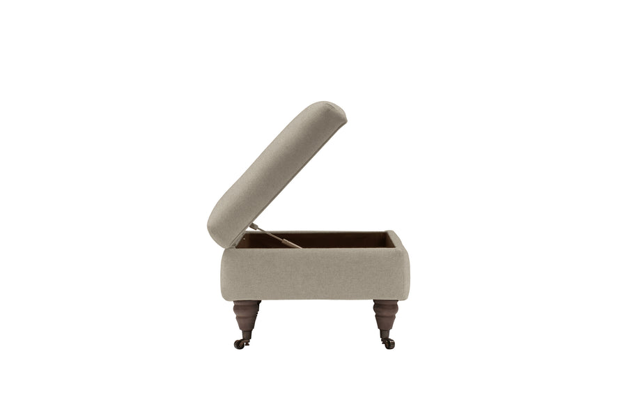 Florence | Storage Stool | Heather Herringbone Flax