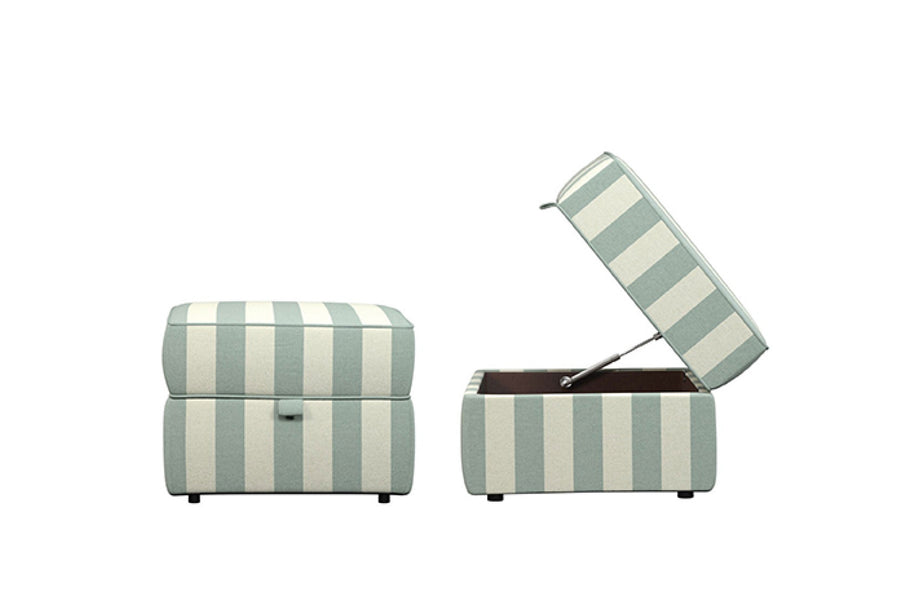 Blenheim | Storage Stool | Brecon Stripe Duck Egg