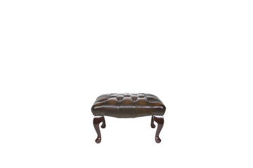 Chesterfield | Queen Anne Footstool | Antique Brown